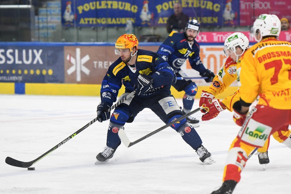 Ambri&#039;s Postfinance TopScorer Michael Spacek, during the preliminary round game of National League Swiss Championship 2022/23 between HC Ambri Piotta and EHC Biel Bienne at the Gottardo Arena in  ...