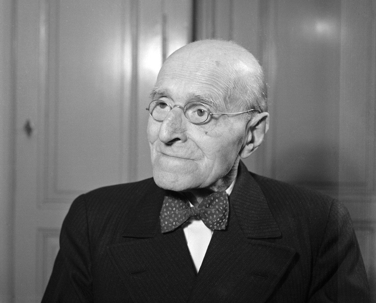 Portrait des Gruenders der gleichnamigen Spielwarenfirma Franz Carl Weber (1855-1948), aufgenommen im Mai 1945. (KEYSTONE/PHOTOPRESS-ARCHIV/Str)