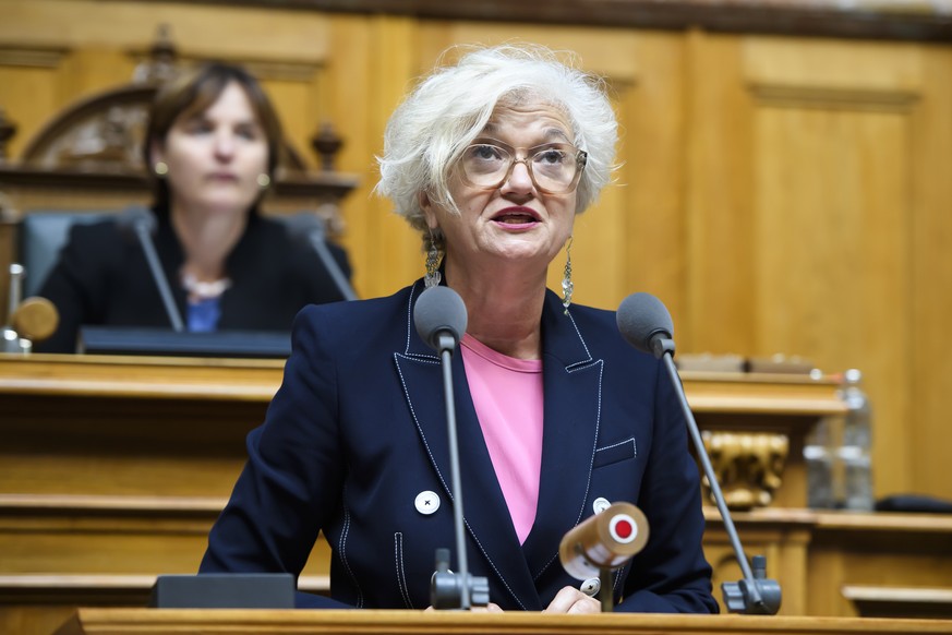 Roberta Pantani, Lega-TI, spricht waehrend der herbstsession der Eidgenoessischen Raete, am Montag, 16. September 2019 im Nationalrat in Bern. (KEYSTONE/Anthony Anex)