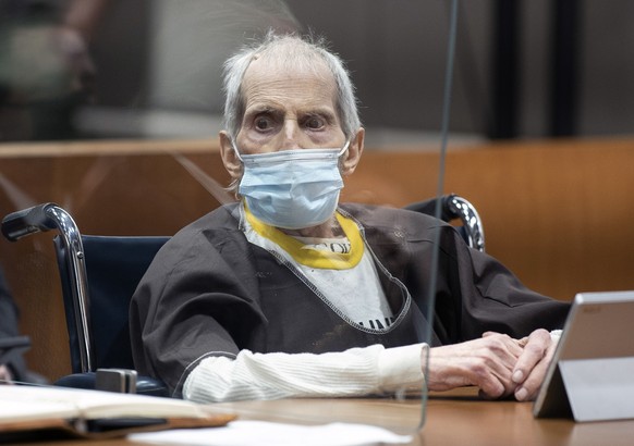 New York real estate heir Robert Durst is sentenced to life in prison without the possibility of parole for killing his best friend Susan Berman at the Airport Courthouse, Thursday, Oct. 14, 2021, in  ...