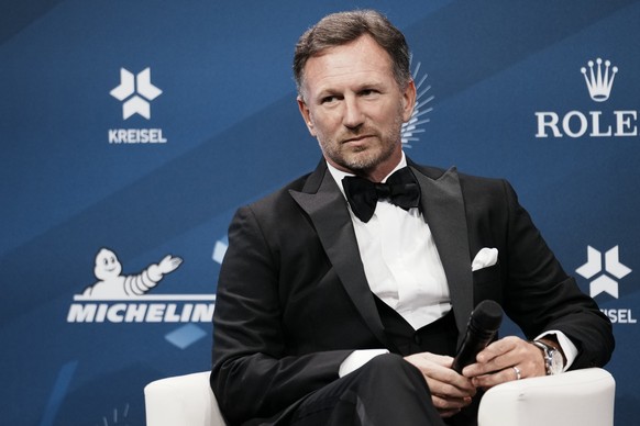 Red Bull team chief Christian Horner attends a press conference before the FIA Prize Giving ceremony in Paris, France, Thursday, Dec. 16, 2021. (AP Photo/Thibault Camus)