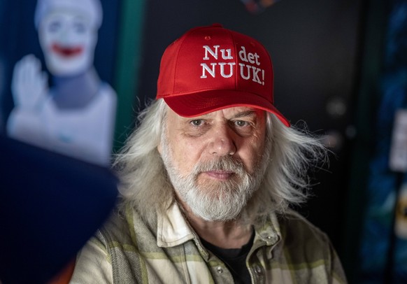 COPENHAGEN 2026-01-15 Jesper Tonnesen, shop owner / cap designer, with his cap with the text Now it s Nuuk Make America go away at McKorman on Norrebrogade in Copenhagen in January 2026. The caps have ...