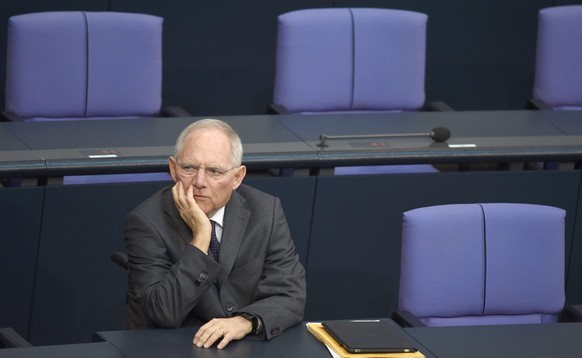 epaselect epa04639676 German Finance Minister Wolfgang Schaeuble in the Bundestag in Berlin, Germany, 27 February 2015. Schaeuble told parliament before a vote on extending Greece&#039;s bailout that  ...
