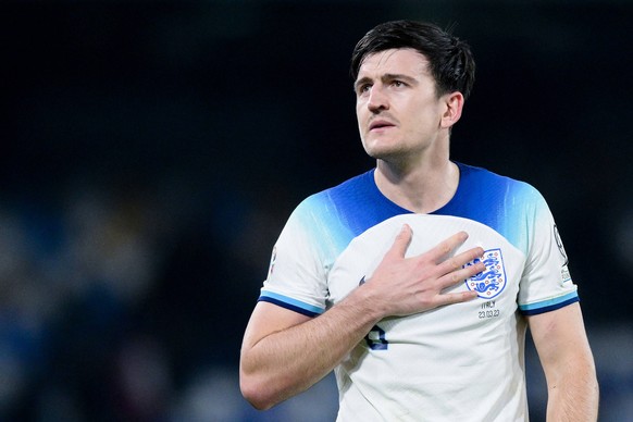 Italy vs England - UEFA Euro 2024 qualifiers, Europe, Europe, Football 2024 Harry Maguire of England greets fans at the end of the UEFA Euro 2024 qualifier match between Italy and England at the stadium...