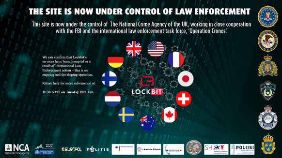 Beschlagnahmung der LockBit-Infrastruktur im Darknet.