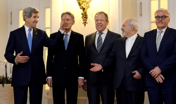 Gute Miene zum bösen Spiel: Die Aussenminister der USA, Grossbritannien, Russland, Iran und Deutschland posieren für ein Foto während der Atomgespräche in Wien.&nbsp;