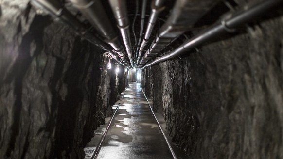 A tunnel with a length of 600 meters goes to the troups accommodation near the cannon in the former fortress of the Swiss army called &quot;Sasso da Pigna&quot; on the Gotthard Pass top, pictured on J ...