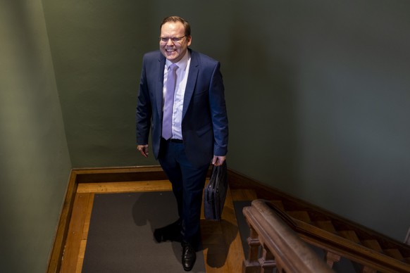 Marcel Montanari, Regierungsratskandidat, FDP, im Regierungsgebaeude anlaesslich der Wahlen fuer den frei werdenden Regierungsratssitz am Sonntag, 18. August 2024, in Schaffhausen. Nach dem Ruecktritt ...
