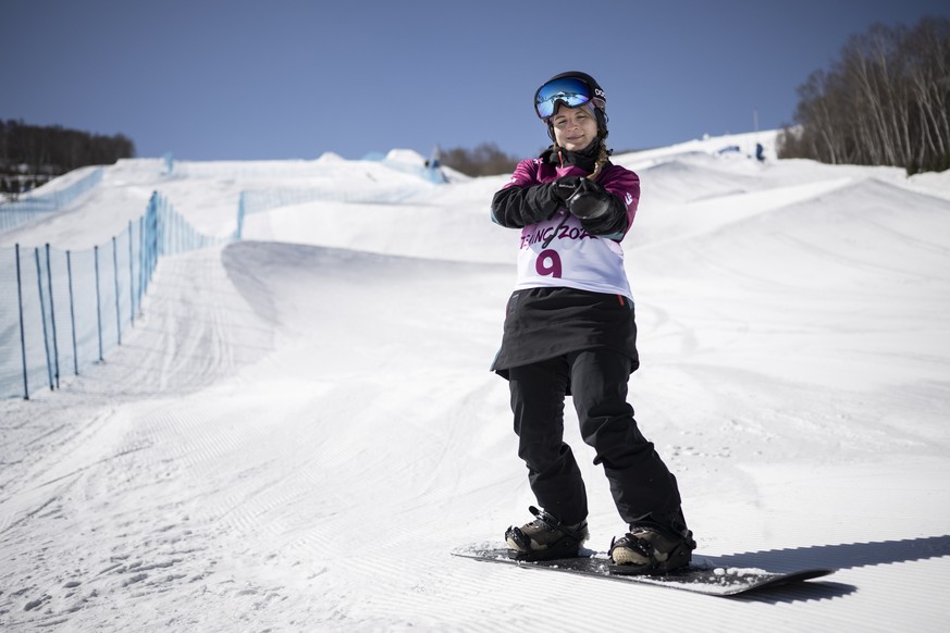 epa09798263 Romy Tschopp of Switzerland poses during a training session at the Genting Snow Park in Zhangjiakou, China, 03 March 2022, just a day before the start of the Beijing 2022 Paralympic Winter ...
