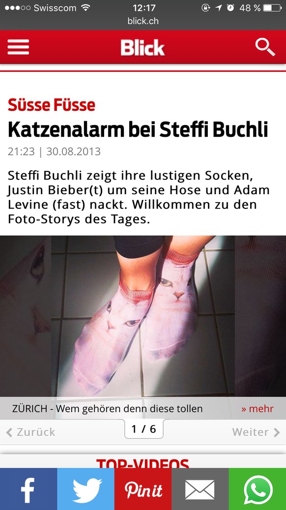 So macht&#039;s der Â«BlickÂ» â Wie wÃ¼rdest du diese Story tit(t)eln? Wir hÃ¤tten schon mal 9 VorschlÃ¤ge
Steffi Buchli zeigt Muschis.

Ihre FÃ¼sse sind auch gross.