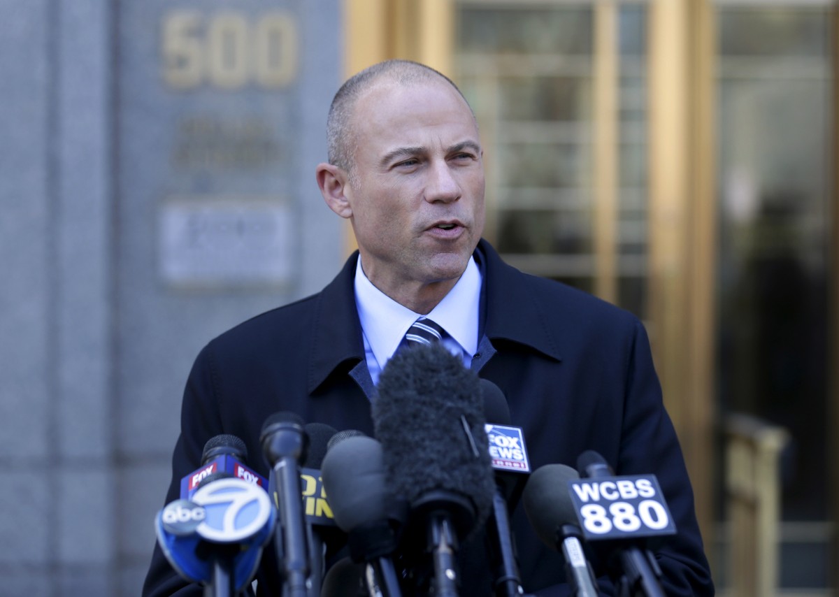 Michael Avenatti, Stormy Daniels' attorney, talks to reporters outside of federal court in New York, Thursday, April 26, 2018. (AP Photo/Seth Wenig)