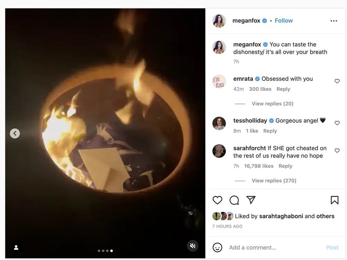 Megan Fox Instagram Post über MGK.