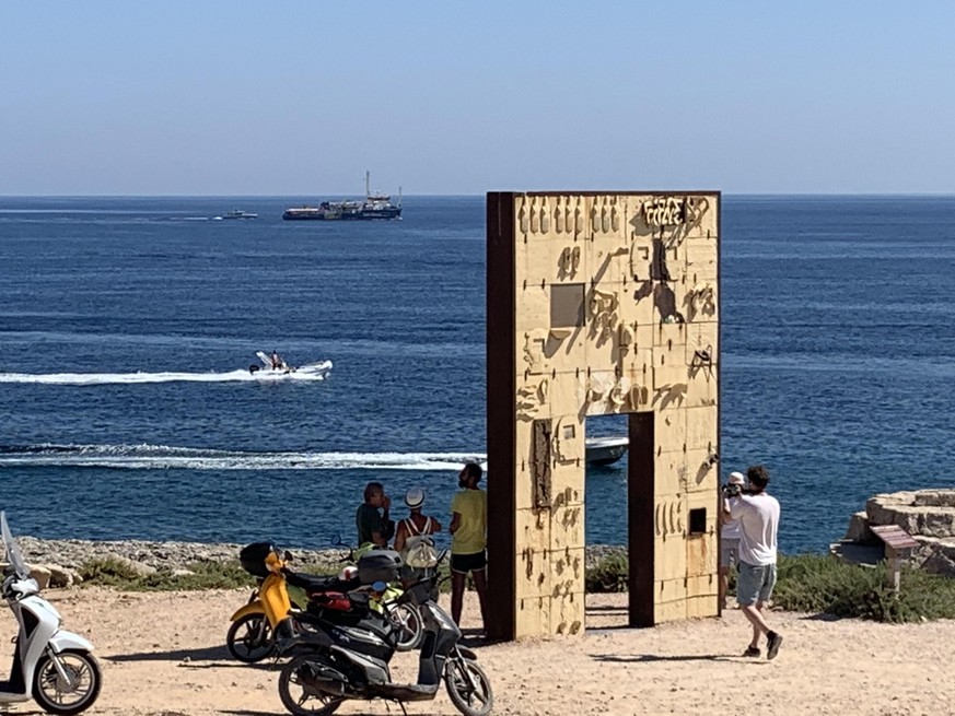 epa07674995 The Sea Watch 3 vessel out from the Lampedusa harbour, Italy, 26 June 2019. The captain of Sea Watch 3 vessel, carrying 42 survivors on board, has decided to defy possible heavy fines Ital ...