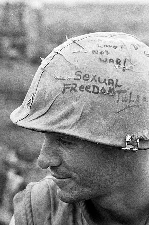 Vietnam helmet art helmet slogans helmet graffiti 
https://www.warhistoryonline.com/vietnam-war/helmet-art-of-the-vietnam-war.html