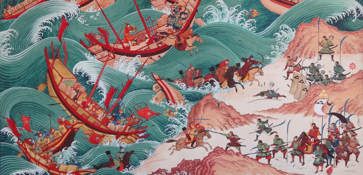 Kamikaze, der «göttliche Wind», vernichtet die mongolische Flotte.&nbsp;