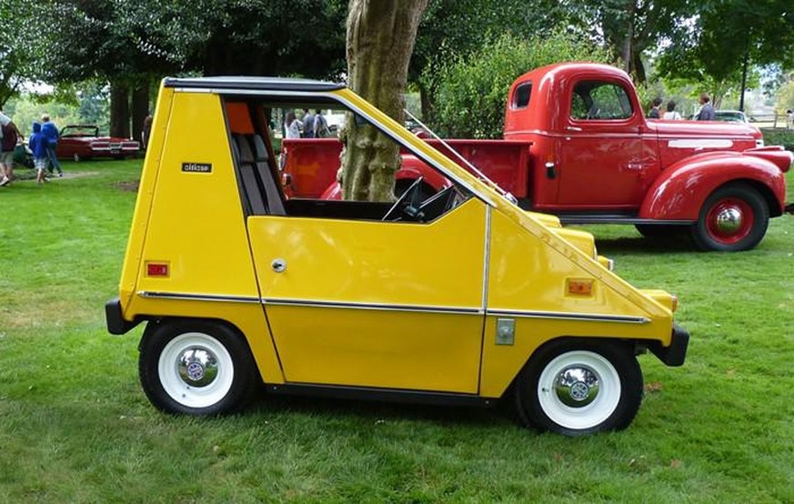 sebring-vanguard citicar elektroauto USA 1970er retro https://en.wikipedia.org/wiki/Citicar https://www.popularrestorations.com/Restorations/Restoration027.htm