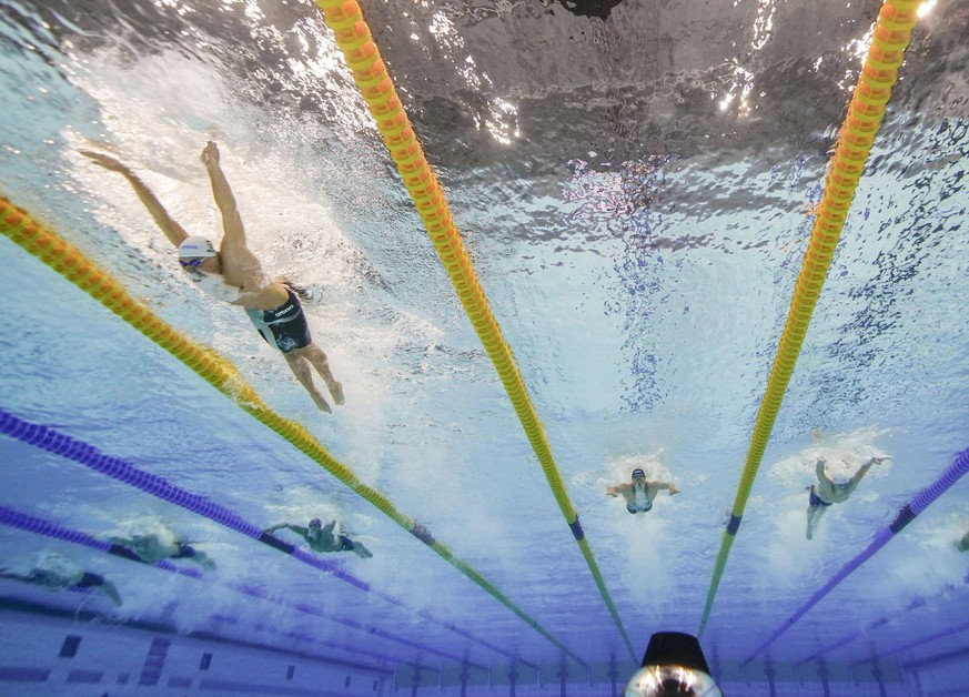 Swimming: World championships in Budapest Hungary s Kristof Milak 3rd from R competes in the men s 200-meter butterfly final at the world swimming championships in Budapest on June 21, 2022. PUBLICATI ...