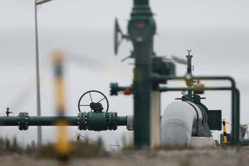 Pipelines are pictured in a gaz terminal Thursday, Oct. 13, 2022 in Obergailbach, eastern France. France has for the first time started conveying natural gas to Germany, French gas network operator GR ...