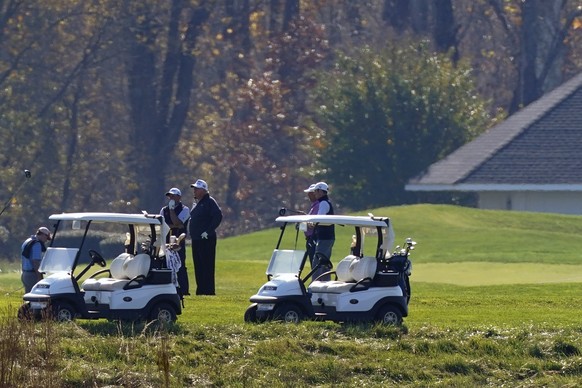 President Donald Trump participates in a round of golf at the Trump National Golf Course on Saturday, Nov. 7, 2020, in Sterling, Va. (AP Photo/Patrick Semansky)
Donald Trump