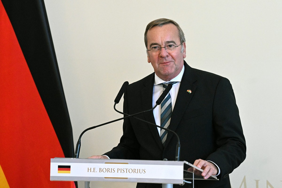 German Minister of Defence Boris Pistorius speaks during a joint press conference with Hungarian Minister of National Defence Romulusz Ruszin-Szendi following their meeting in Budapest, Hungary, Frida ...