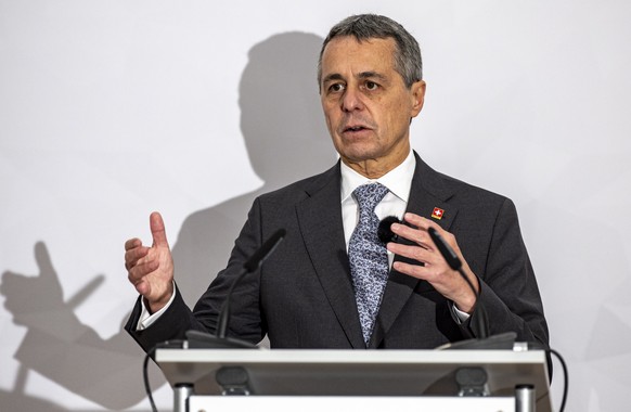 epa10227160 Switzerland&#039;s President Ignazio Cassis addresses a press conference during the Meeting of the European Political Community in Prague, Czech Republic, 06 October 2022. The first meetin ...