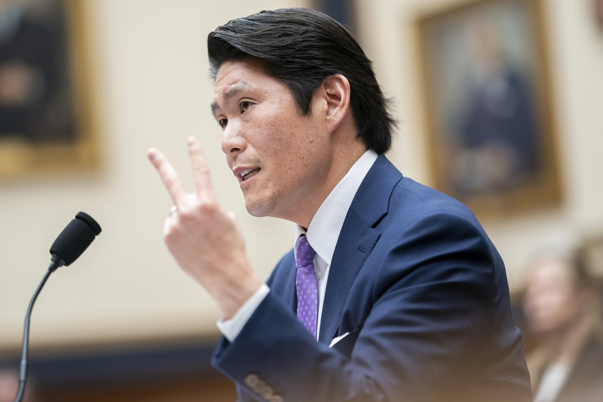 Special Counsel Robert Hur speaks during a hearing of the House Judiciary Committee in the Rayburn Office Building on Capitol Hill in Washington, Tuesday, March 12, 2024. (AP Photo/Nathan Howard)