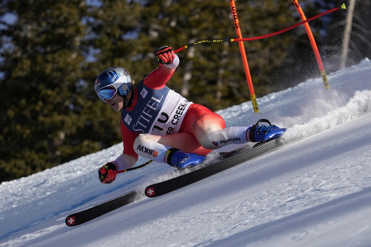 Marco Odermatt of Switzerland skis during a men's World Cup downhill training run Wednesday, Nov. 29, 2023, in Beaver Creek, Colo. (AP Photo/Robert F. Bukaty)