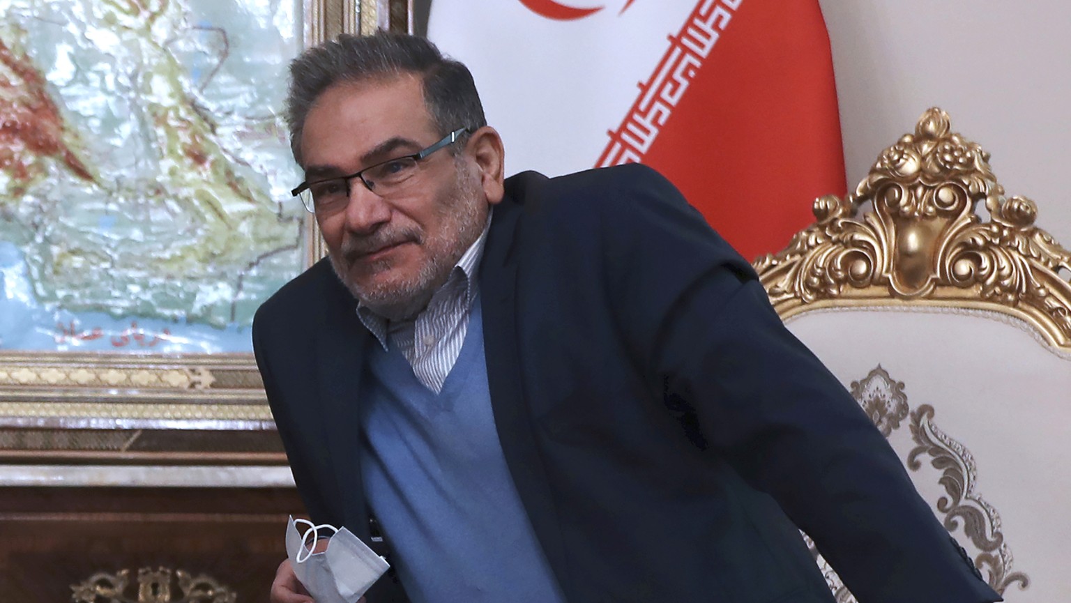 FILE - Head of Iran&#039;s Supreme National Security Council, Ali Shamkhani sits in a meeting in Tehran, Iran, on June 12, 2021. Shamkhani visited the United Arab Emirates on Thursday, March 16, 2023  ...