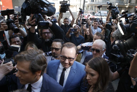 Actor Kevin Spacey arrives at the Westminster Magistrates court in London, Thursday, June 16, 2022. Spacey is appearing in a court in London on Thursday after he was charged with sexual offenses again ...