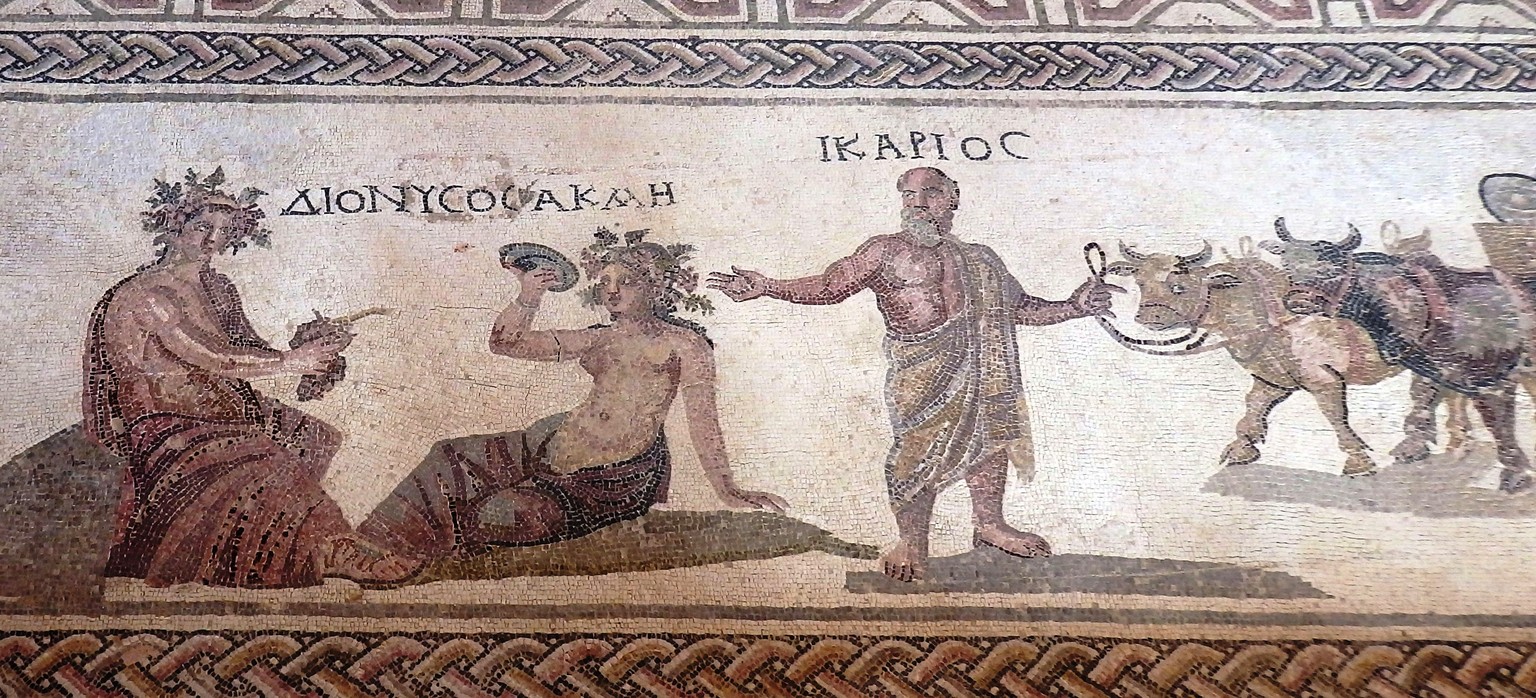 Mosaik mit Ikarios und Dionysos