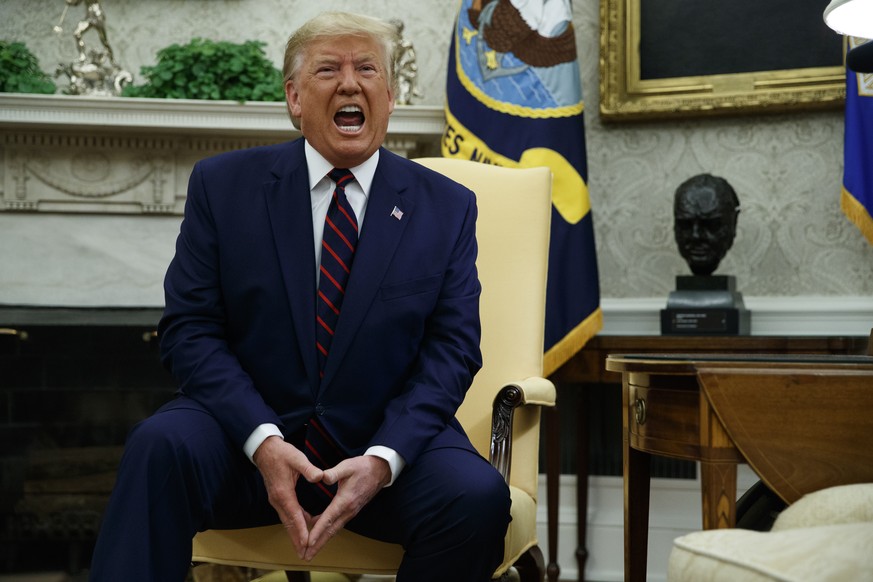 President Donald Trump speaks during a meeting with Finnish President Sauli Niinisto in the Oval Office of the White House, Wednesday, Oct. 2, 2019, in Washington. (AP Photo/Evan Vucci)
Donald Trump