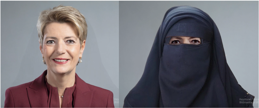 In der SRF-«Arena» wurde der Justizministerin Karin Keller-Sutter kurzerhand ein Niqab angezogen.