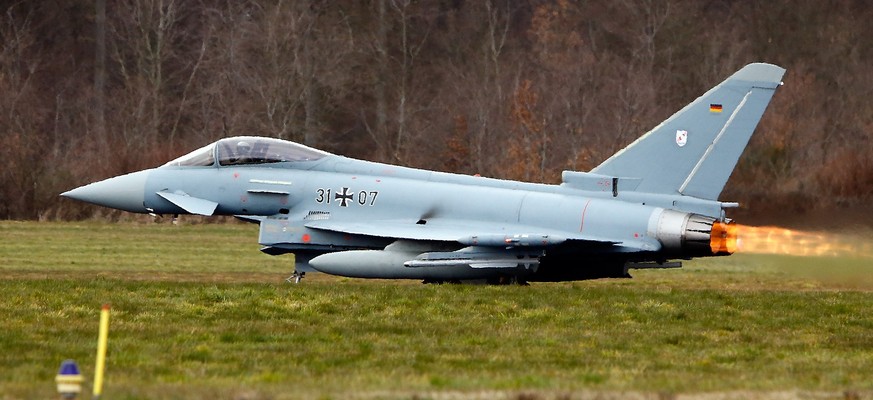 An Eurofighter jets takes off from the German Luftwaffe airbase &quot;Air Force wing 31&quot; in Noervenich near Cologne, Germany, March 21, 2016. REUTERS/Wolfgang Rattay