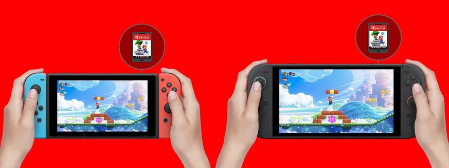 Die Switch 2 (rechts) ist grösser als die erste Switch.