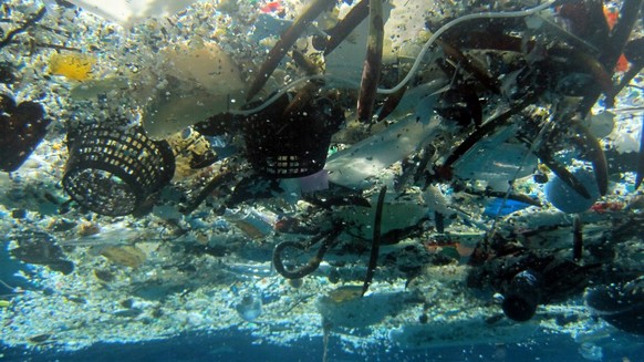 FILE - This file 2008 photo provided by NOAA Pacific Islands Fisheries Science Center shows debris in Hanauma Bay, Hawaii. A new study estimates nearly 270,000 tons of plastic is floating in the world ...