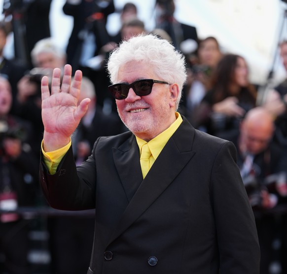 Director Pedro Almodóvar poses for photographers upon arrival at the premiere of the film 'Bitter Christmas' at the 79th international film festival, Cannes, southern France, Tuesday, May 19 ...