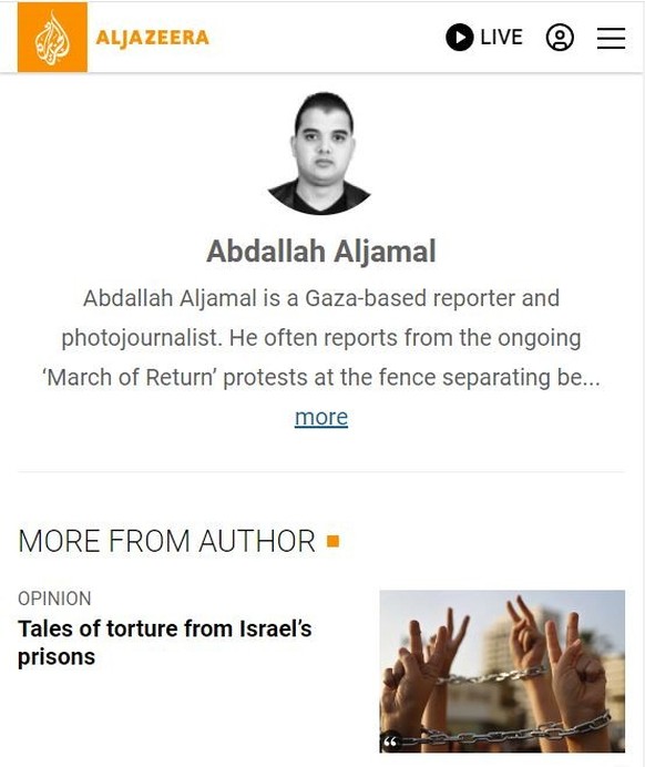 Al-Jazeera Screenshot von Abdallah Aljamal, der gemäss Israel Geiseln in seiner Wohnung festgehalten haben soll.