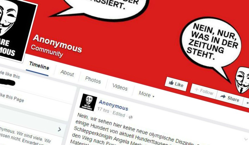 Wie eine Facebook-Gruppe mit «falschem» Namen, Flüchtlingshetze und Russland-Trolls dem Hackerkollektiv Anonymous schwer zusetzt