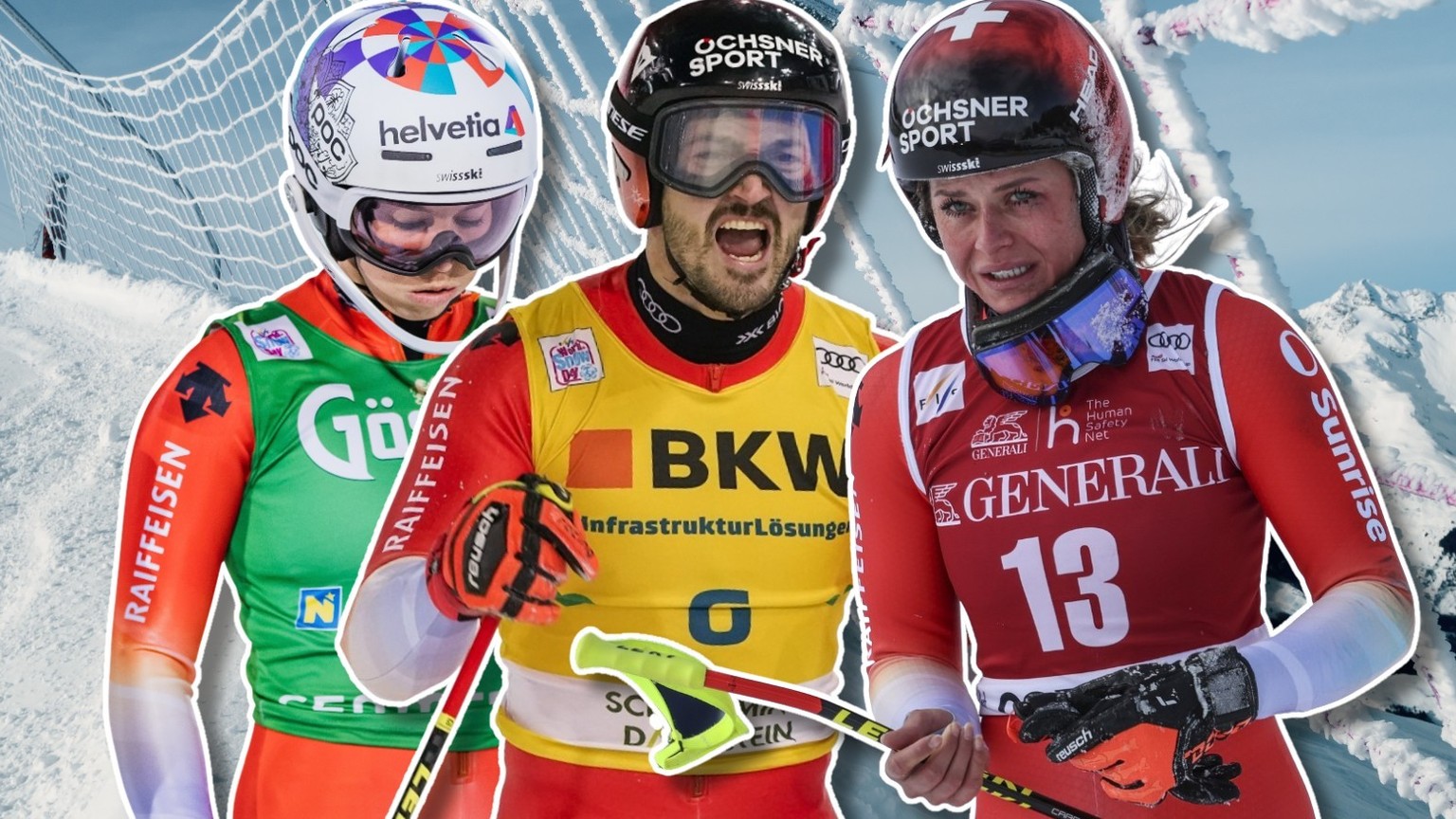 Ski Alpin WM 2023: Einmal aufsteigende Form, einmal Topform, einmal Formstand ungewiss: Michelle Gisin, Loïc Meillard und Corinne Suter.