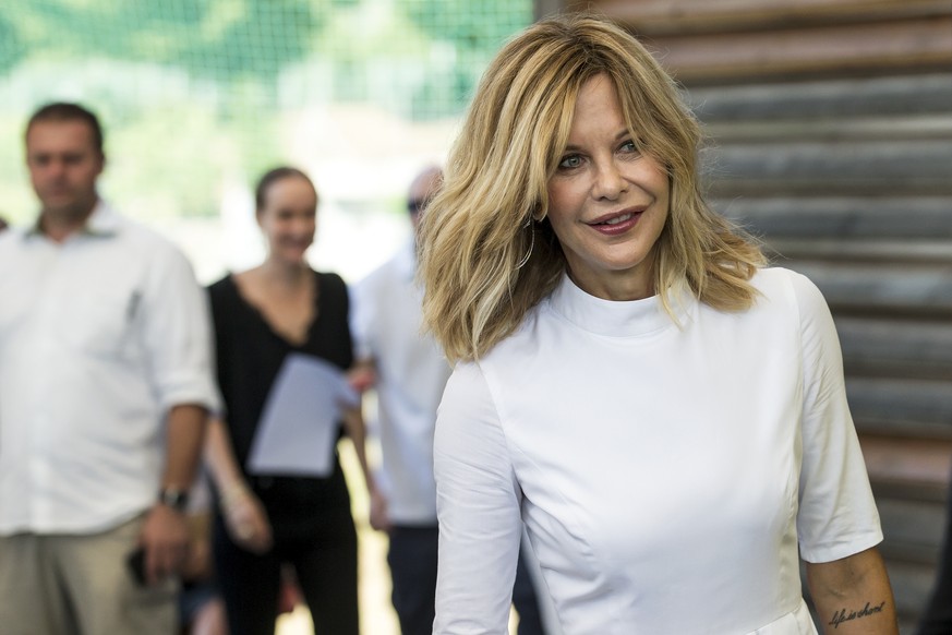 American actress Meg Ryan poses prior to a conversation at the 71st Locarno International Film Festival, Saturday, August 4, 2018, in Locarno, Switzerland. The Festival del film Locarno runs from 1 to ...