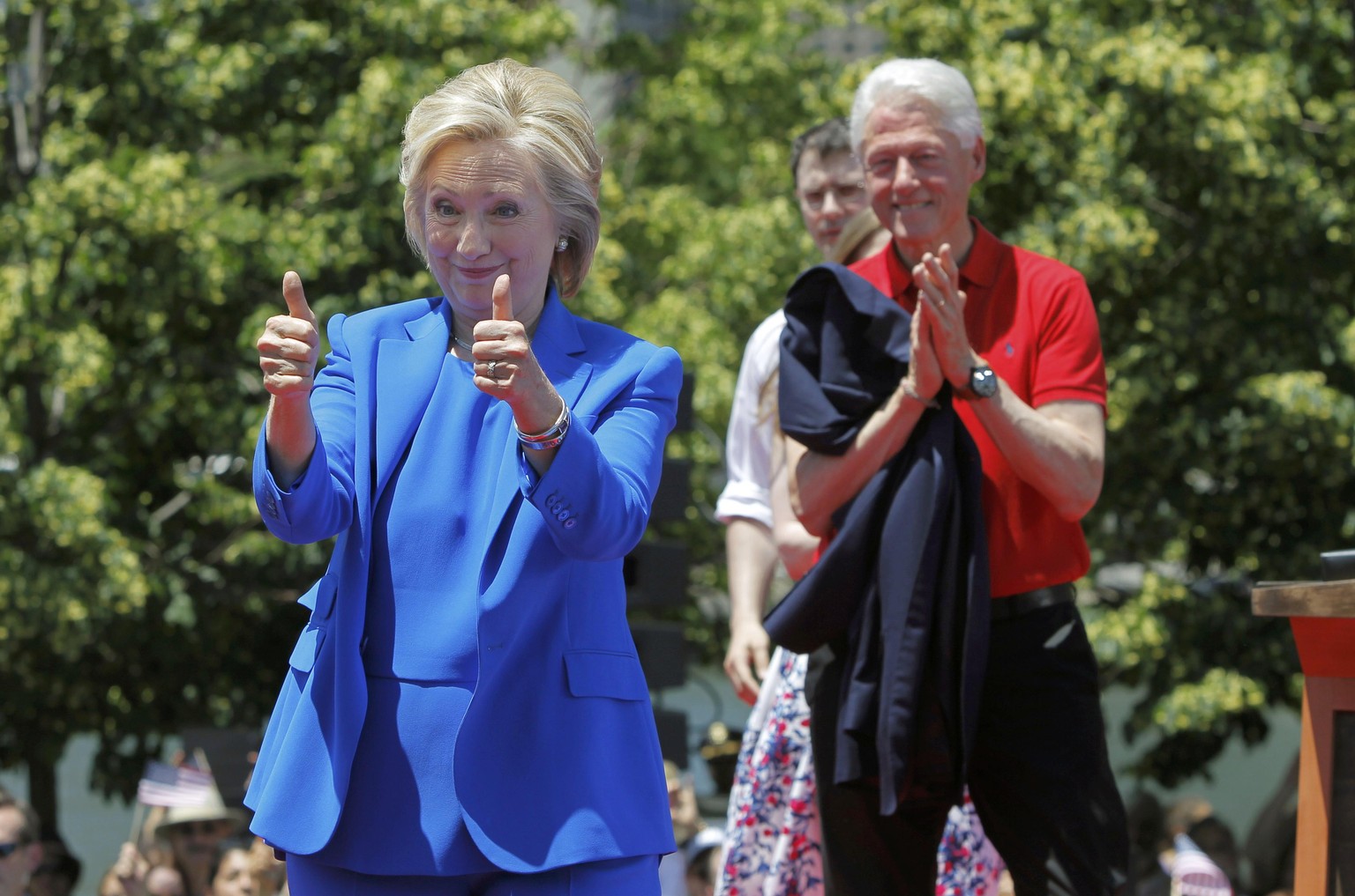Clinton auf Roosevelt Island: «Werde die jüngste Präsidentin in der Geschichte der Vereinigten Staaten sein».