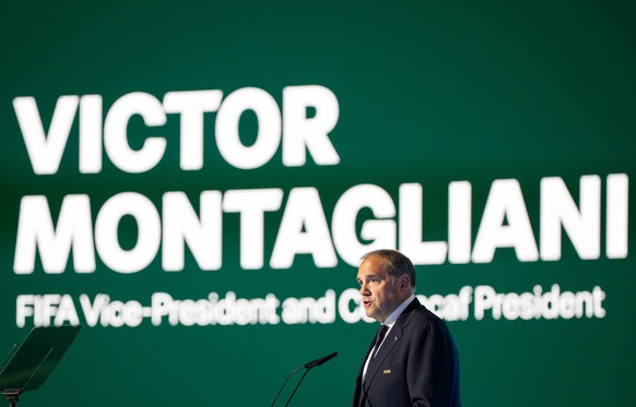 FIFA Vice-President and CONCACAF President Victor Montagliani pauses as he speaks during the 76th FIFA Congress in Vancouver, British Columbia, Thursday, April 30, 2026. (Ethan Cairns/The Canadian Pre ...