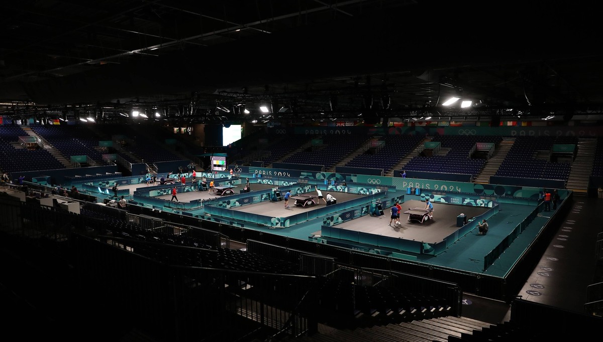 240722 -- PARIS, July 22, 2024 -- Chinese national Table tennis, Tischtennis team attend a training session for Paris 2024 in South Paris Arena, Paris, France, July 22, 2024. PARIS2024FRANCE-PARIS-TAB ...