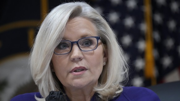Vice Chair Rep. Liz Cheney, R-Wyo., speaks as the House select committee investigating the Jan. 6 attack on the U.S. Capitol holds its final meeting on Capitol Hill in Washington, Monday, Dec. 19, 202 ...
