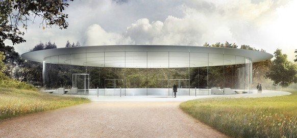 This image provided by Apple shows the Steve Jobs Theater at Apple Park in Cupertino, Calif. Apple announced that its new headquarters will open for employees in the spring 2017 and will include the t ...