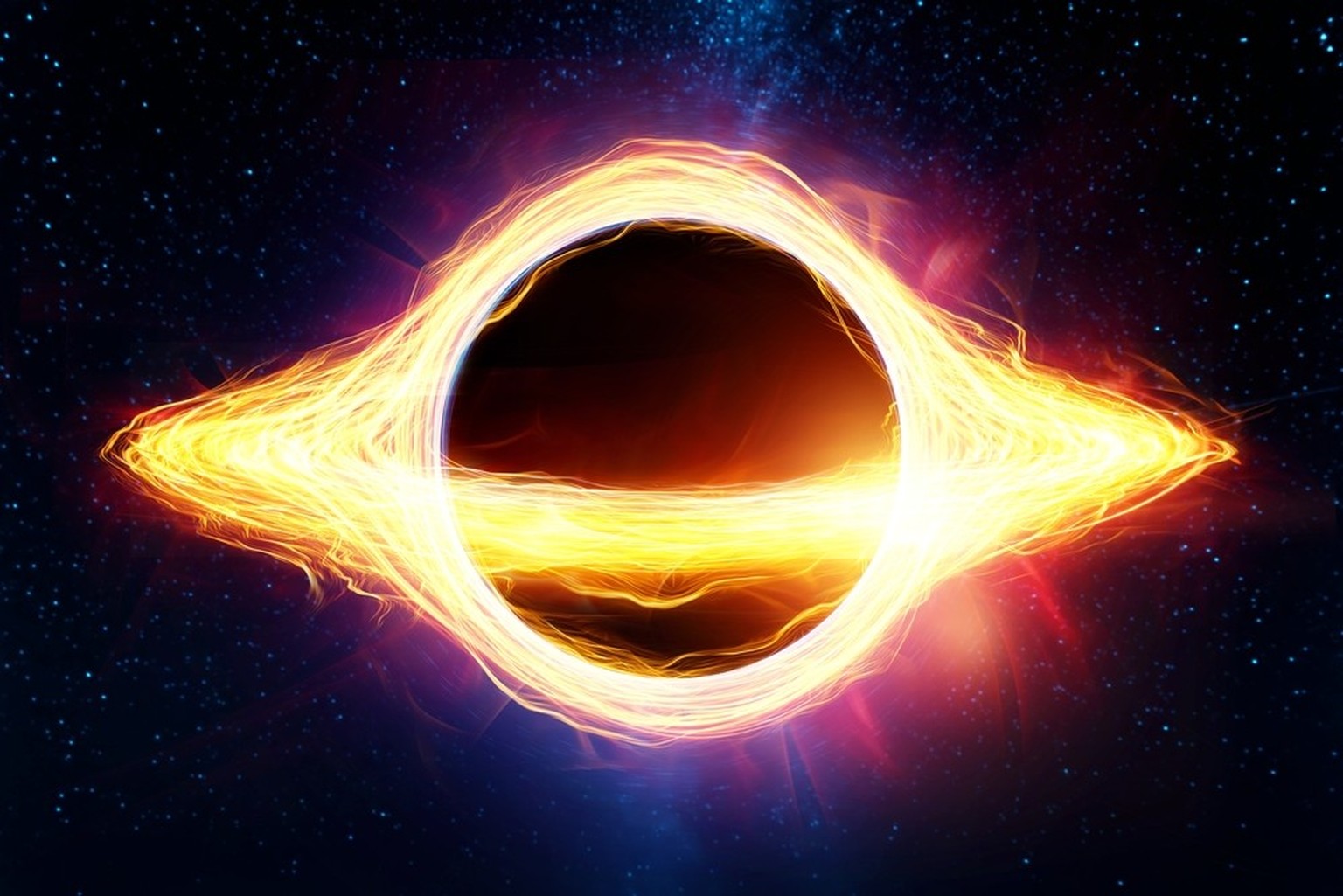 Schwarzes Loch mit einer Akkretionsscheibe. 