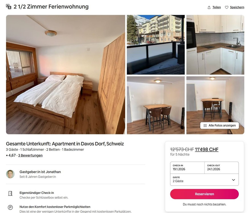 Du willst ans WEF? So viel kostet eine Wohnung 2026 in Davos.