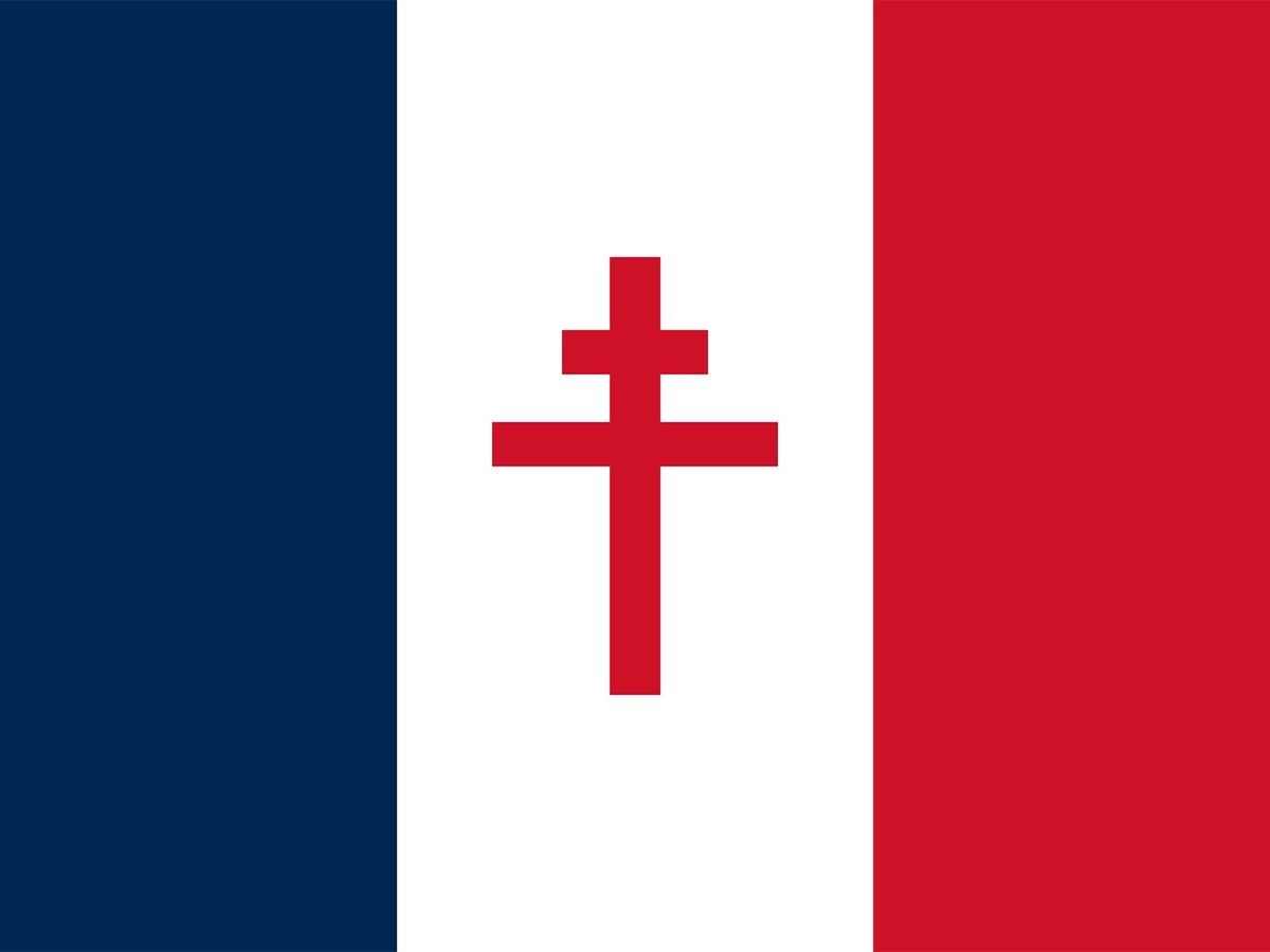 Drapeau des Forces françaises libres 1940 - 1944.
https://commons.wikimedia.org/wiki/File:Flag_of_Free_France_(1940-1944).svg