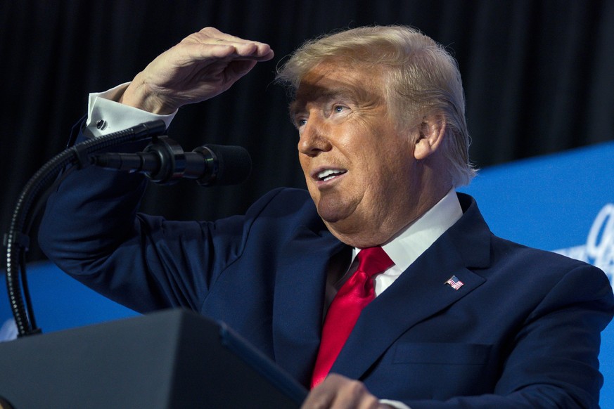 President Donald Trump speaks to the Latino Coalition Legislative Summit, Wednesday, March 4, 2020, in Washington. (AP Photo/Evan Vucci)
Donald Trump