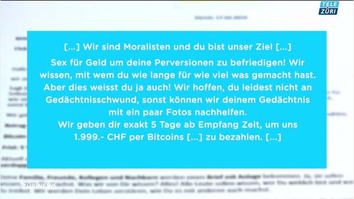 Ausschnitt aus dem Schreiben der Erpresser.